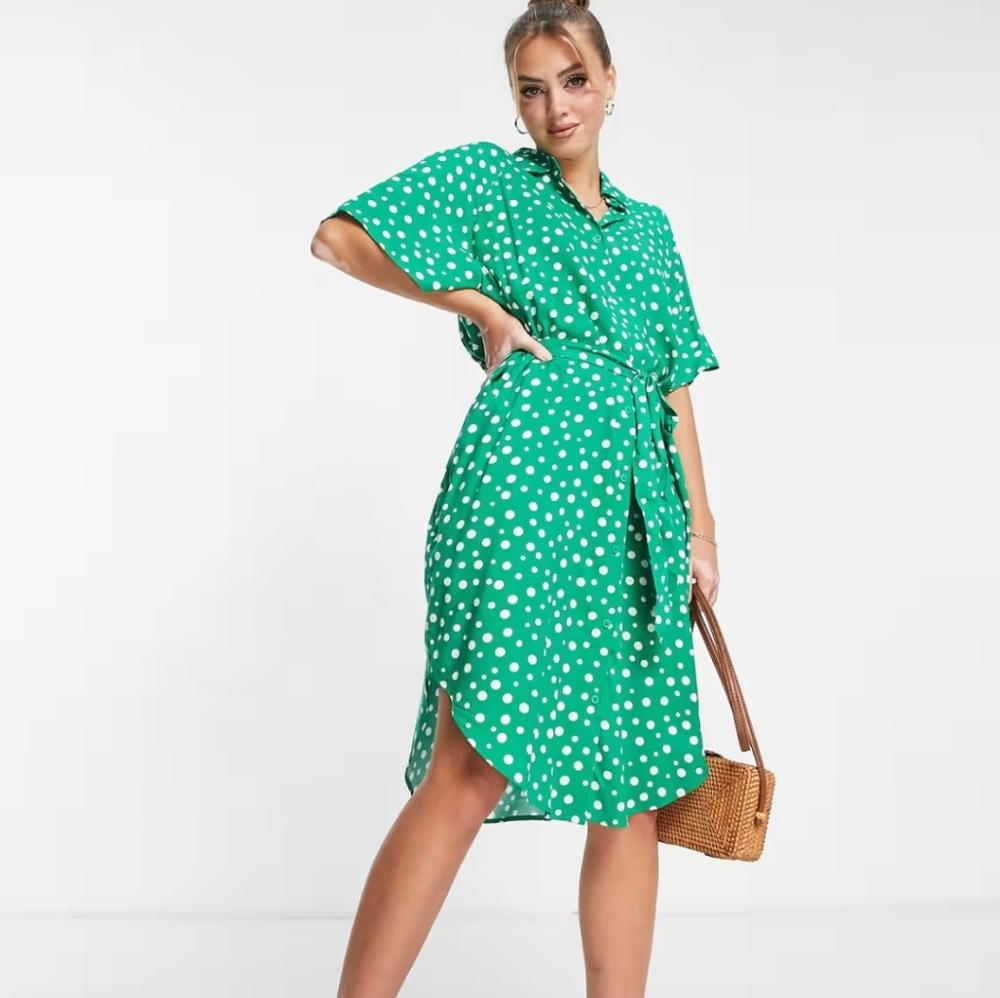 Monki Short Sleeve Shirt Dress, Medium